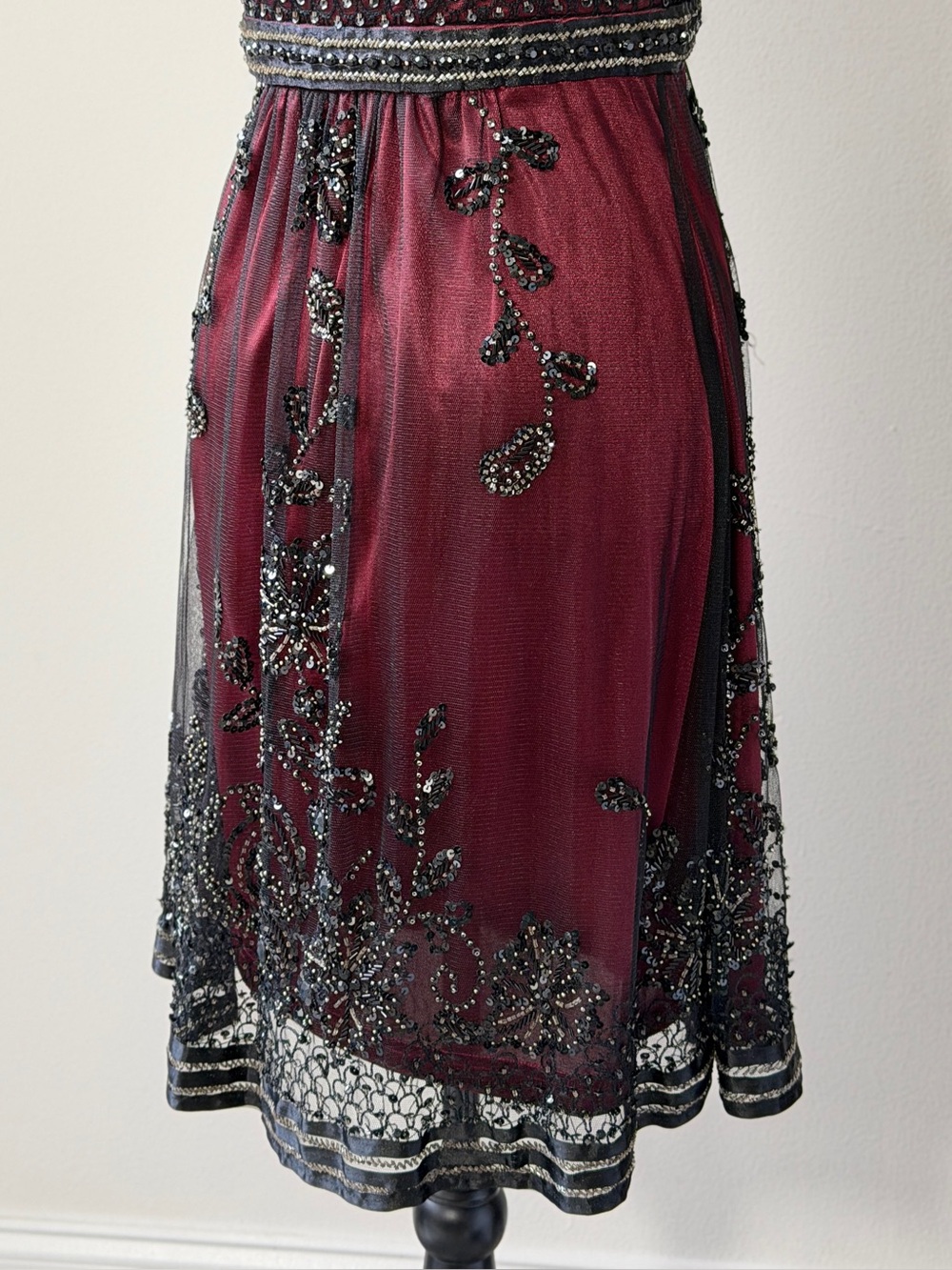 Vintage Sue Wong Embellished Burgundy Beaded Evening Dress - Picture 7 of 14